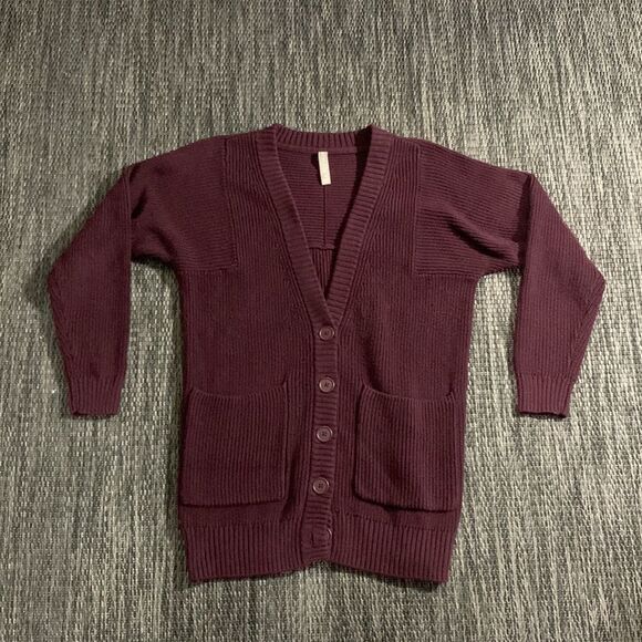 Athleta Sweaters - Athleta Oversized Chunky Knit Cardigan Burgundy Size XS